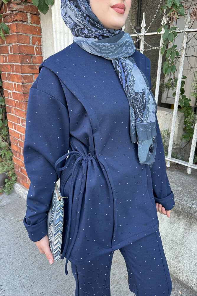 Taşlı Tünel Detaylı Takım - Lacivert - HENZA (3)