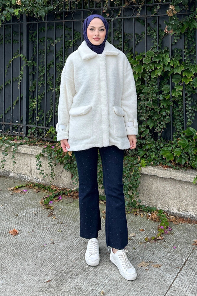 Taylor Peluş Kaban - Ekru - HENZA (5)