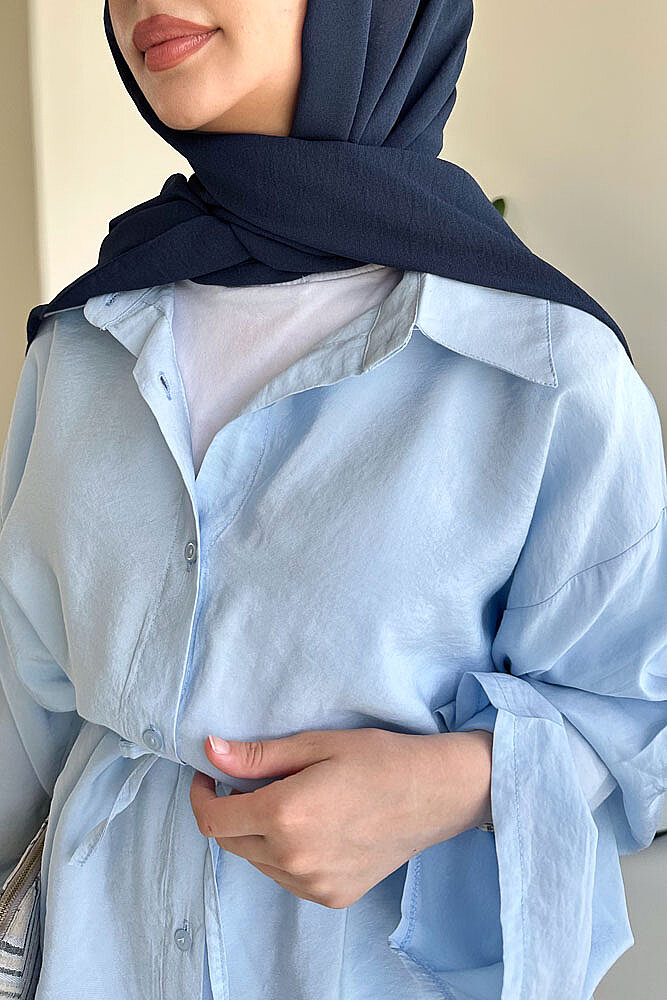 Tencel Bağcıklı Basic Pantolon Takım - Mavi - ENMA (2)