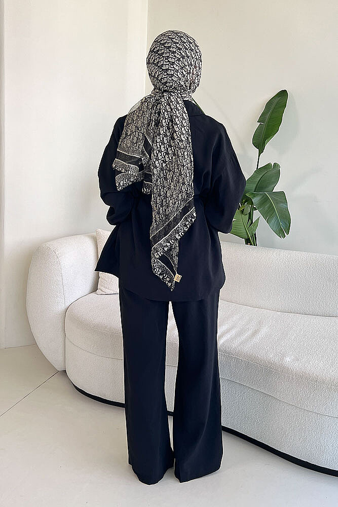 Tencel Bağcıklı Basic Pantolon Takım - Siyah - ENMA (5)