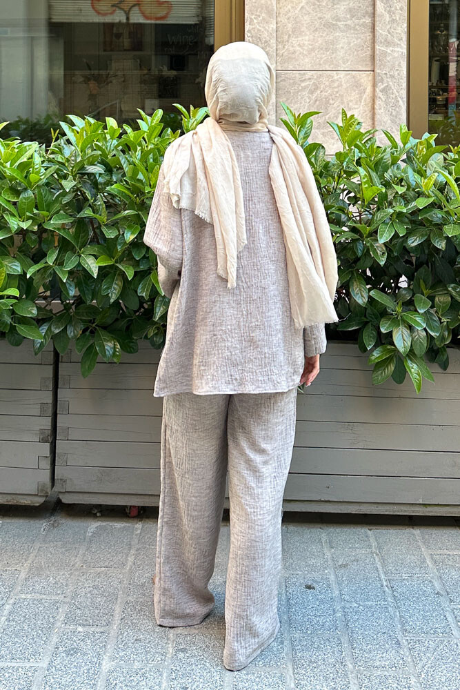 Thassos Boncuklu Kimono Takım - Kahverengi - 8
