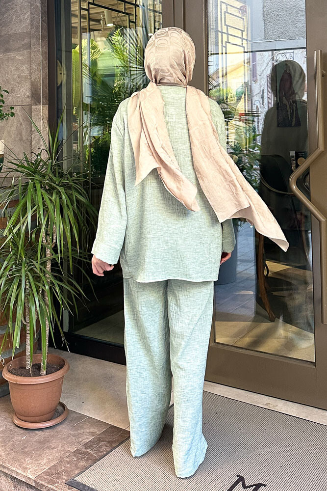Thassos Boncuklu Kimono Takım - Su Yeşili - 8