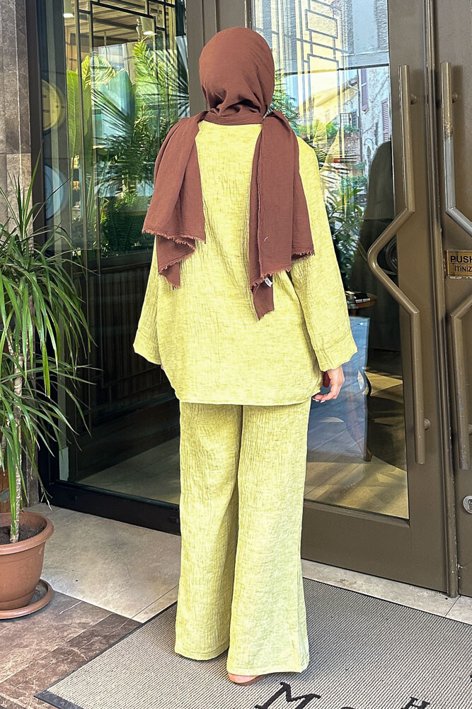 Thassos Boncuklu Kimono Takım - Yağ Yeşili - 8