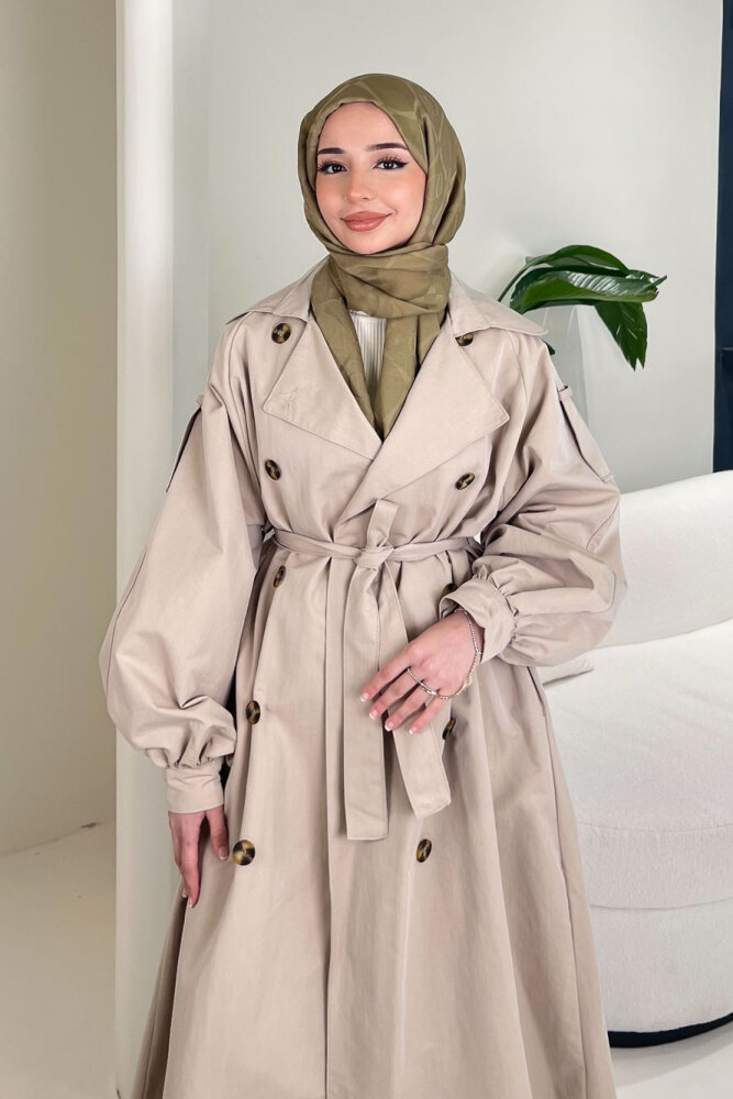 The Classic Arka Düğme Detaylı Trençkot - Bej - ALLMİSS (5)