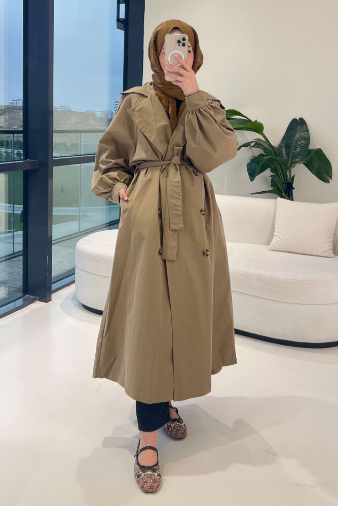 The Classic Arka Düğme Detaylı Trençkot - Haki - ALLMİSS (0)