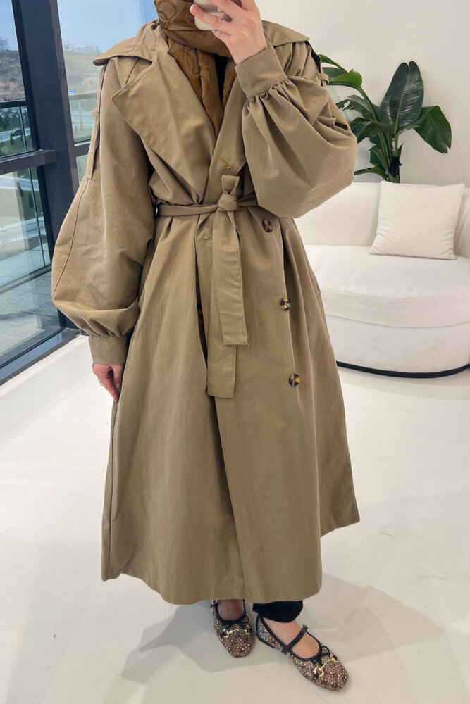 The Classic Arka Düğme Detaylı Trençkot - Haki - 8