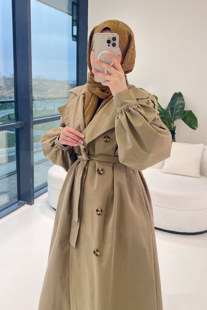 The Classic Arka Düğme Detaylı Trençkot - Haki - ALLMİSS (3)