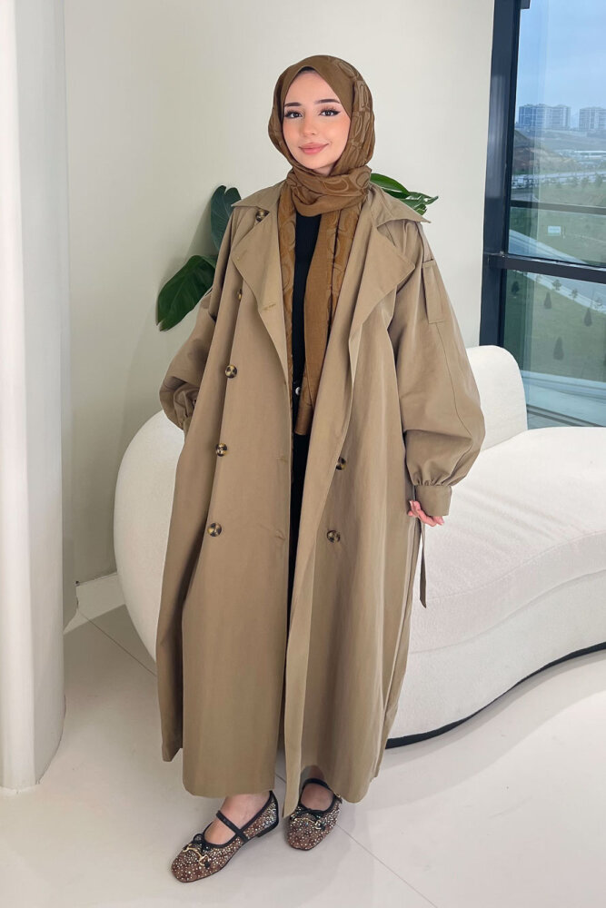 The Classic Arka Düğme Detaylı Trençkot - Haki - ALLMİSS (4)