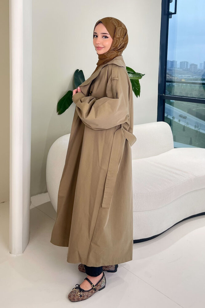 The Classic Arka Düğme Detaylı Trençkot - Haki - 6