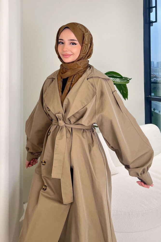 The Classic Arka Düğme Detaylı Trençkot - Haki - 9