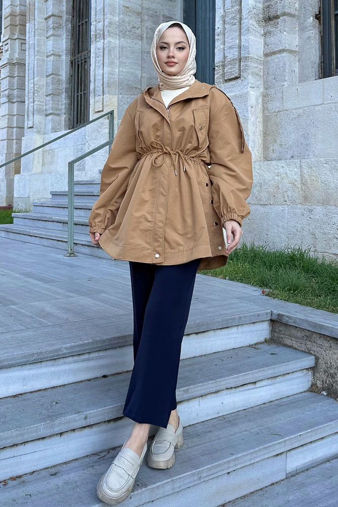 Theresa Kısa Trençkot - Camel - HENZA (3)