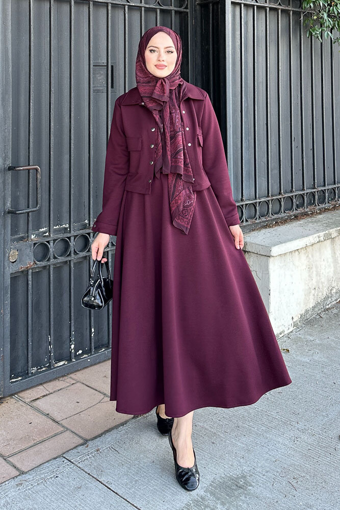 Étoile Çıtçıtlı Etek Takım - Burgonya - 6
