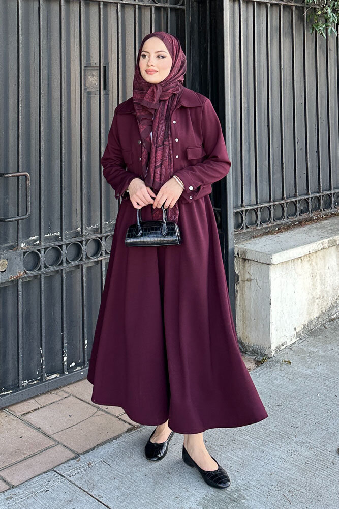 Étoile Çıtçıtlı Etek Takım - Burgonya - 8