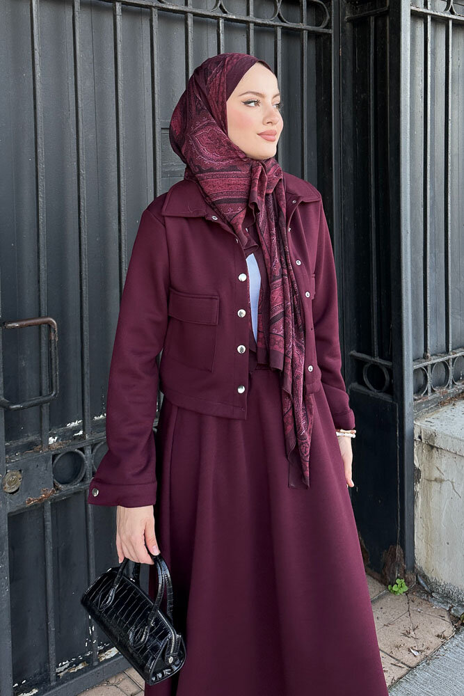 Étoile Çıtçıtlı Etek Takım - Burgonya - 5
