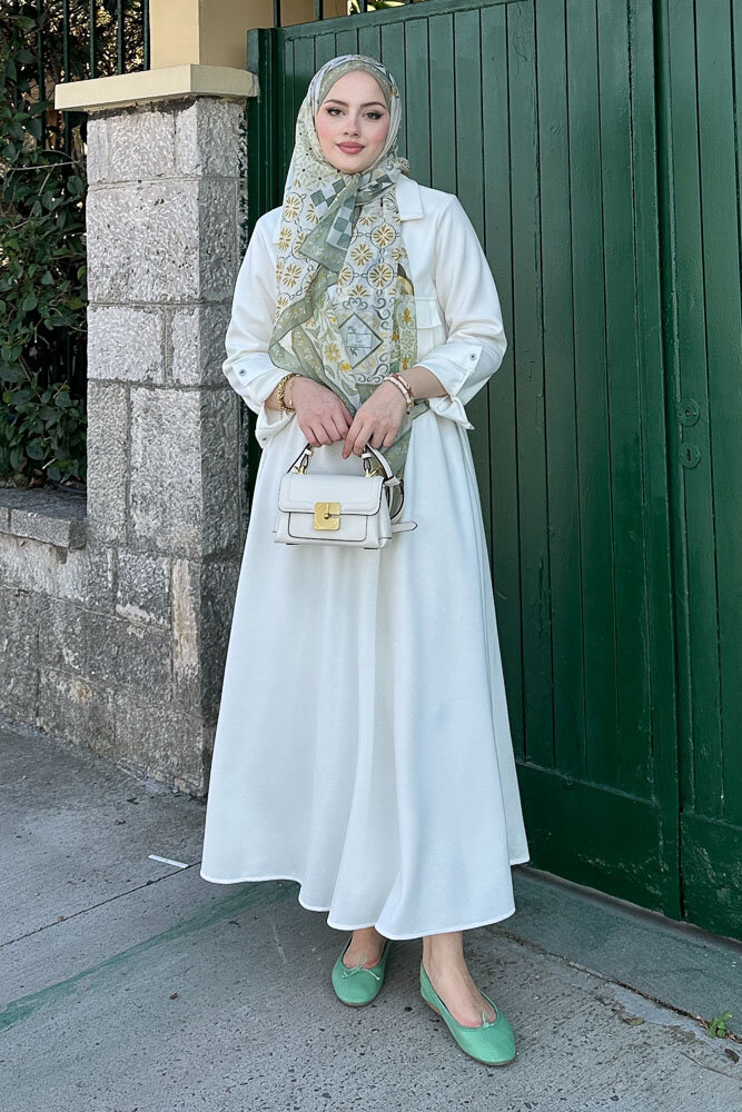 Étoile Çıtçıtlı Etek Takım - Ekru - HENZA (3)