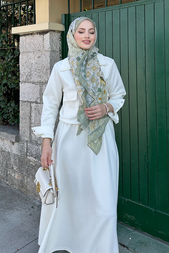 Étoile Çıtçıtlı Etek Takım - Ekru - HENZA (2)