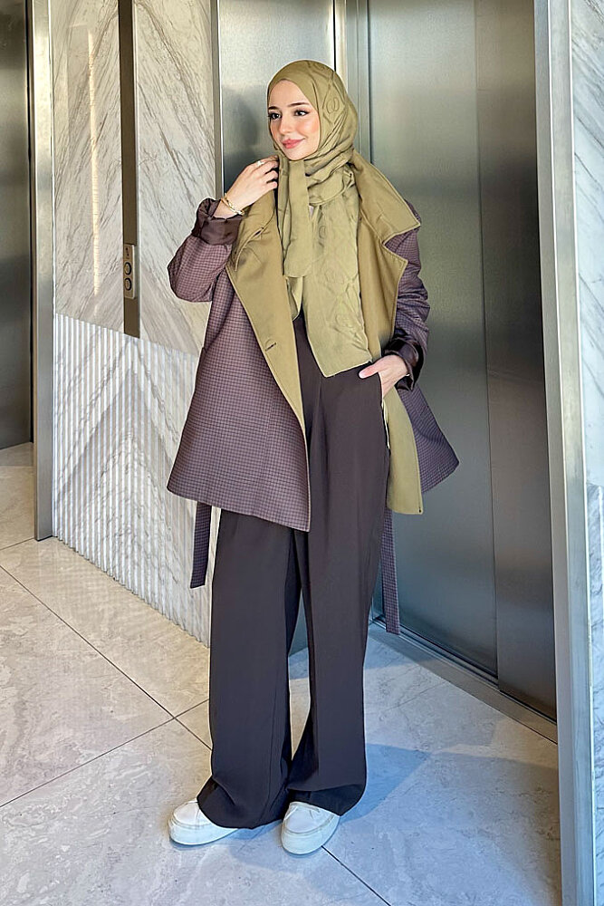 Torino Chic Pötikare Kısa Trenç - Kahverengi - HEWES (2)