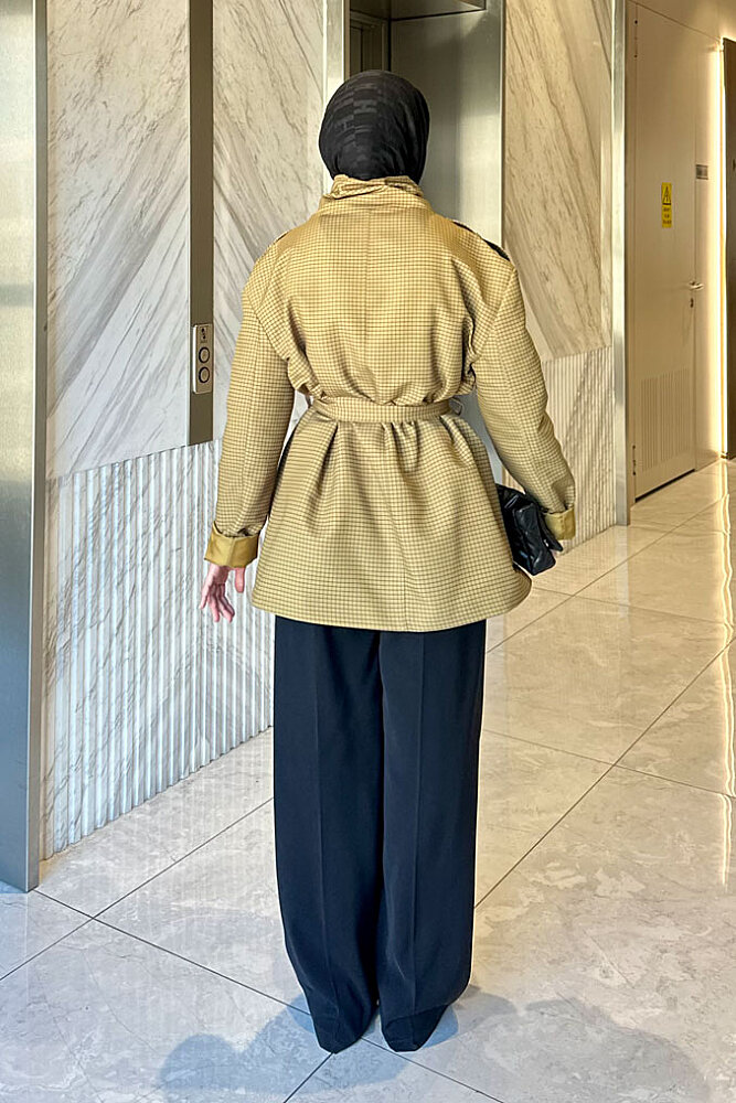 Torino Chic Pötikare Kısa Trenç - Yağ Yeşili - 8