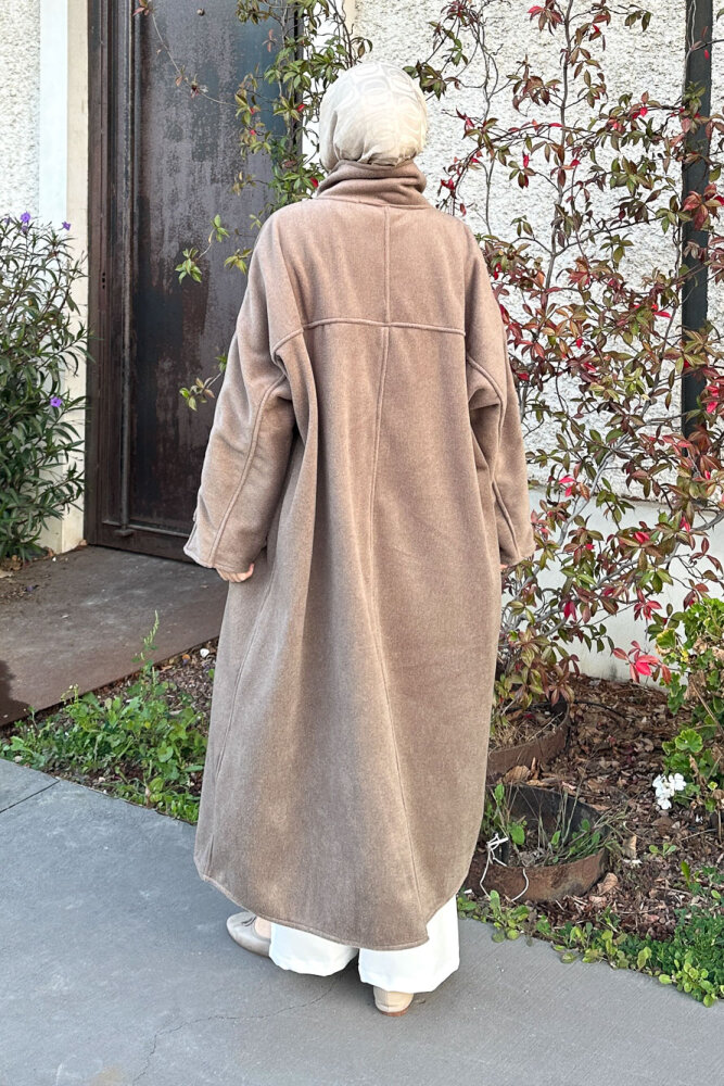 TriLine 3 Düğmeli Kaşe Kaban - Kahverengi - 8