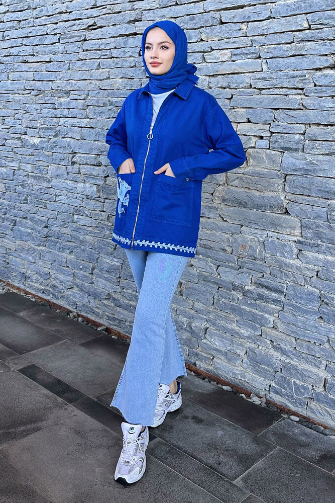 Tulip Gabardin Ceket - Mavi - MY MAGAZİN (3)