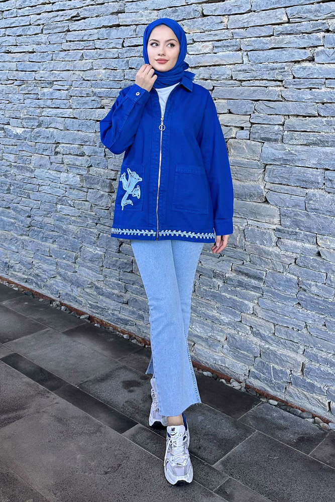 Tulip Gabardin Ceket - Mavi - MY MAGAZİN (1)