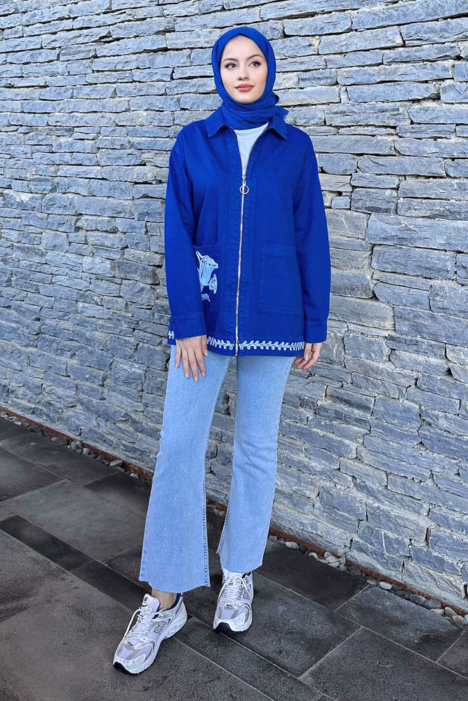 Tulip Gabardin Ceket - Mavi - MY MAGAZİN (5)