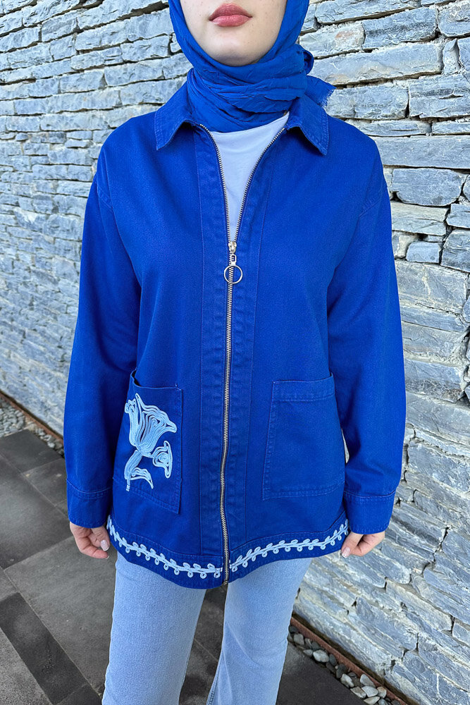 Tulip Gabardin Ceket - Mavi - MY MAGAZİN (4)