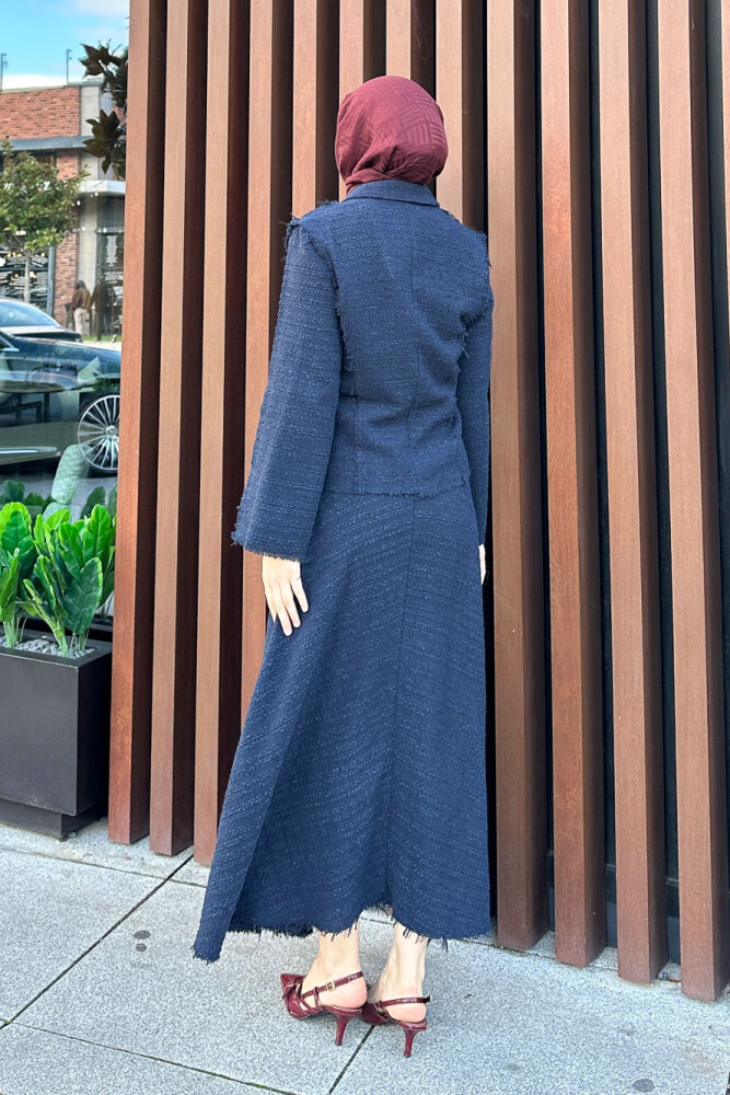 Tweed Tüvit Etekli Takım - Lacivert - 3