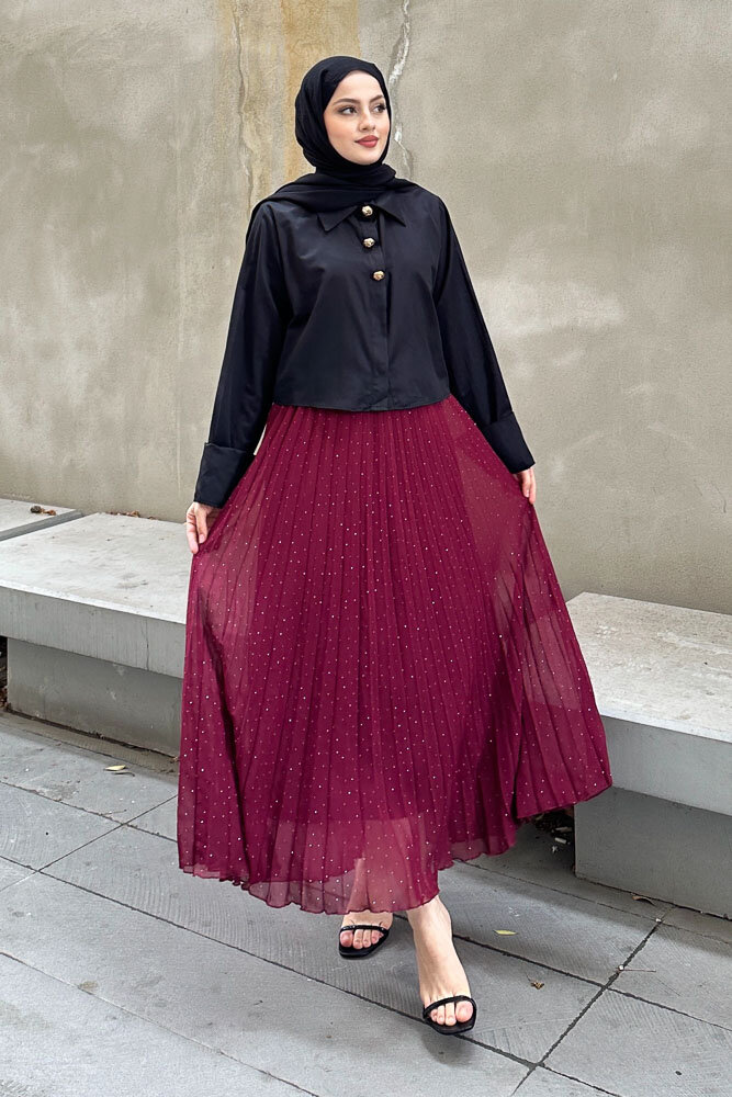 Üç Düğmeli Büzgülü Gömlek - Siyah - HENZA (5)