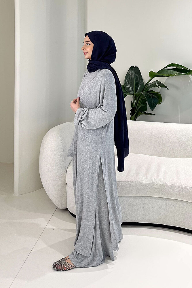 Üçlü Penye Pantolon Takım - Gri - ALLMİSS (4)