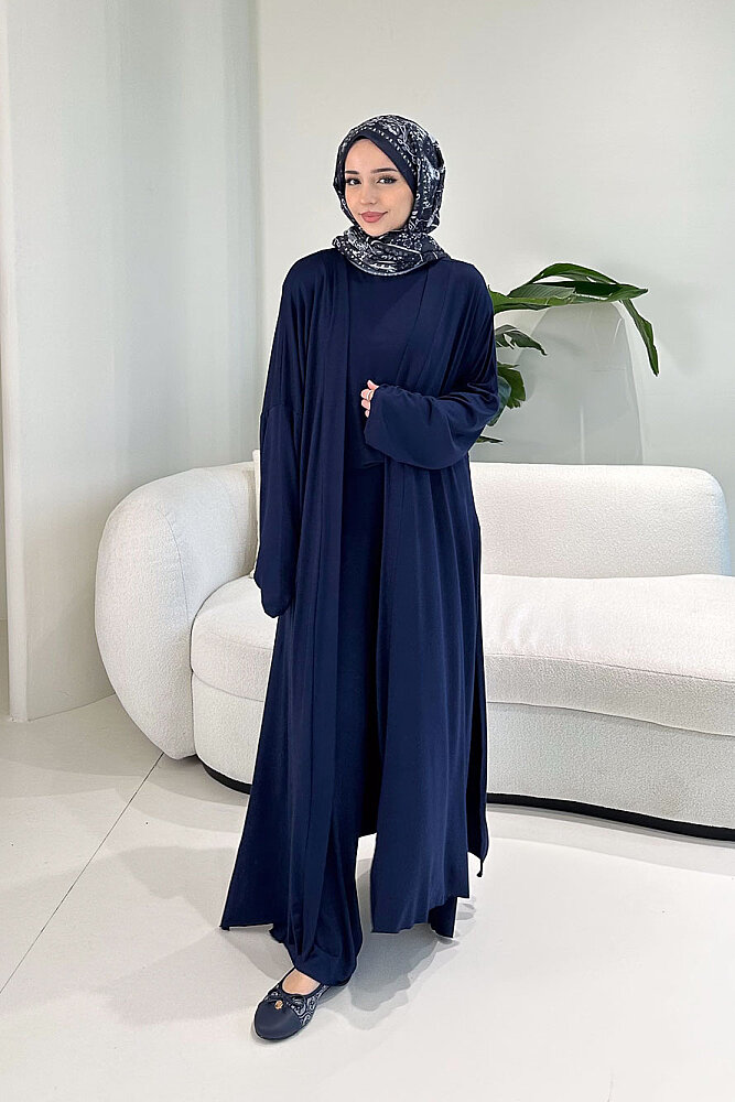 Üçlü Penye Pantolon Takım - Lacivert - 2