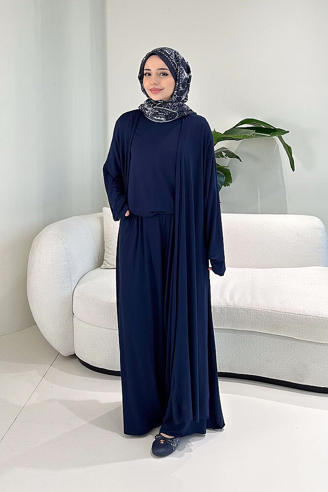 Üçlü Penye Pantolon Takım - Lacivert - 4