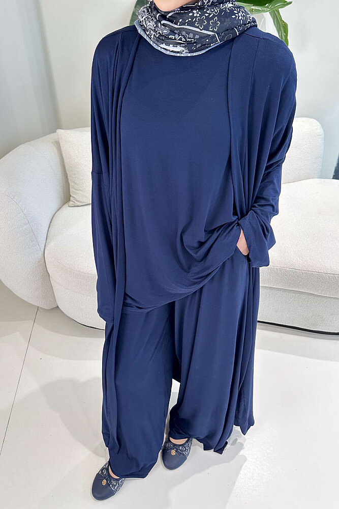 Üçlü Penye Pantolon Takım - Lacivert - ALLMİSS (2)