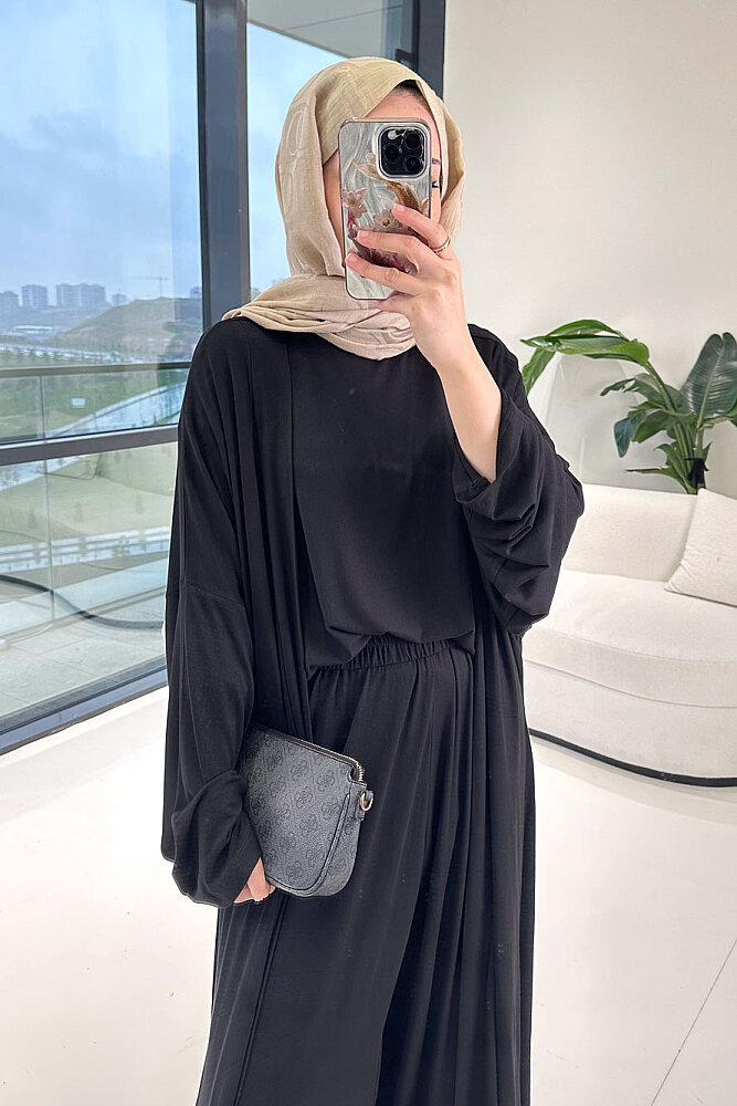 Üçlü Penye Pantolon Takım - Siyah - 6