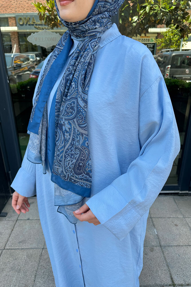 Uzun Tencel Gömlek - Açık Mavi - ENMA (4)