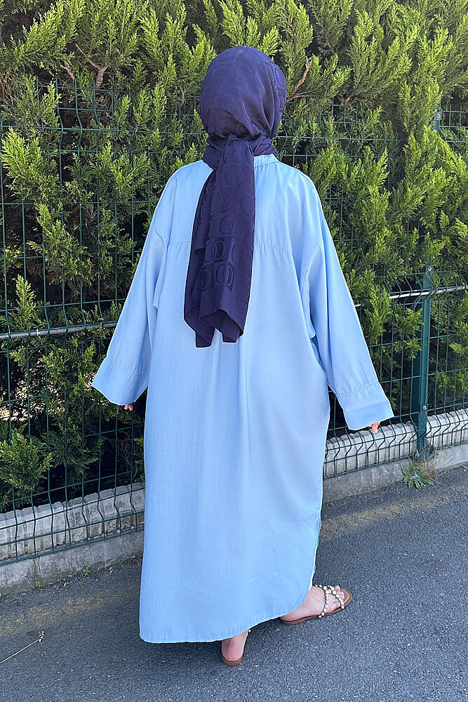 Uzun Tencel Gömlek - Açık Mavi - ENMA (5)