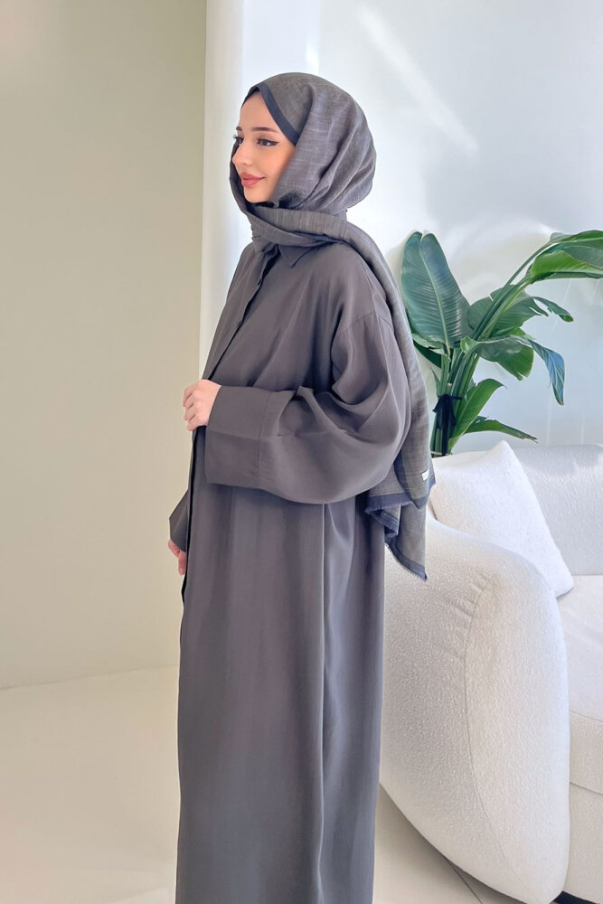 Uzun Tencel Gömlek - Haki - ENMA (5)