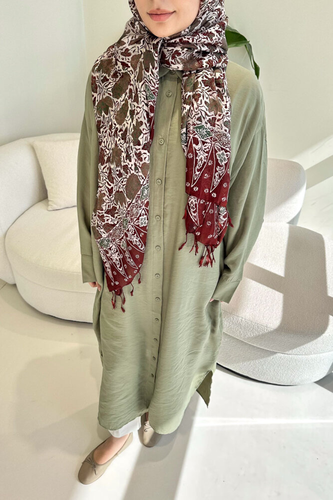 Uzun Tencel Gömlek - Zeytin Yeşili - ENMA (5)