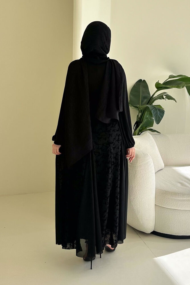 Valen Flok Tül Baskılı Etek - Siyah - 8