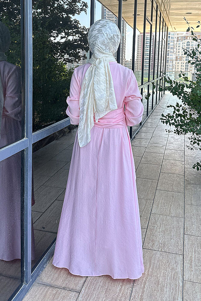 Velmora Asimetrik Tokalı Elbise - Pembe - 6