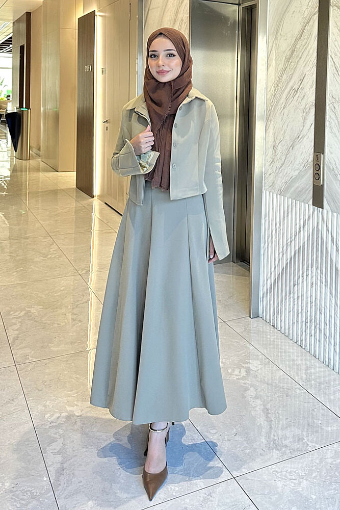 Vesper Crop Kısa Ceketli Takım - Haki - 1