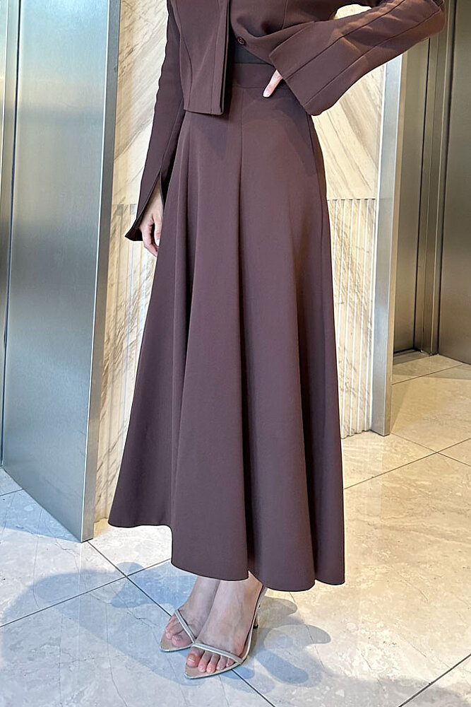Vesper Crop Kısa Ceketli Takım - Kahverengi - 7
