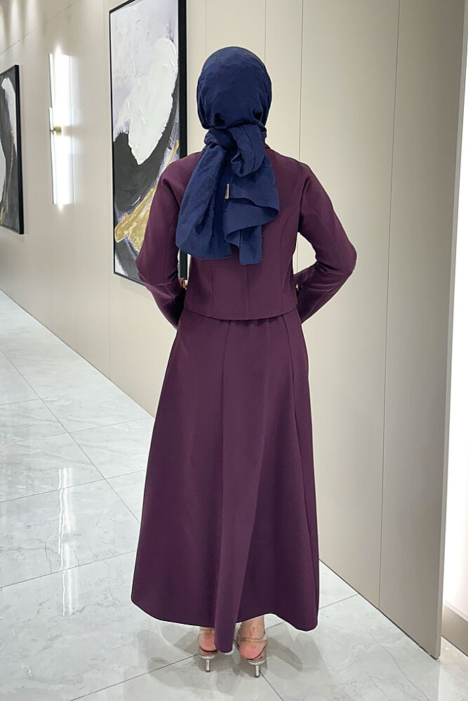 Vesper Crop Kısa Ceketli Takım - Mürdüm - 7