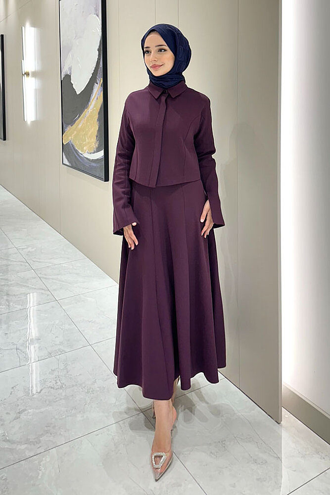 Vesper Crop Kısa Ceketli Takım - Mürdüm - LİNE (1)