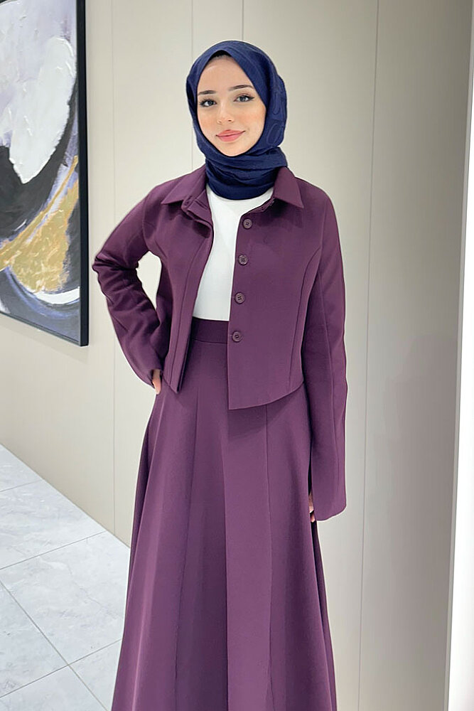 Vesper Crop Kısa Ceketli Takım - Mürdüm - LİNE (5)