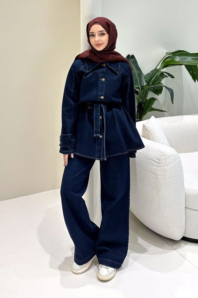 Vesto Kemerli Kot Takım - Lacivert - 4