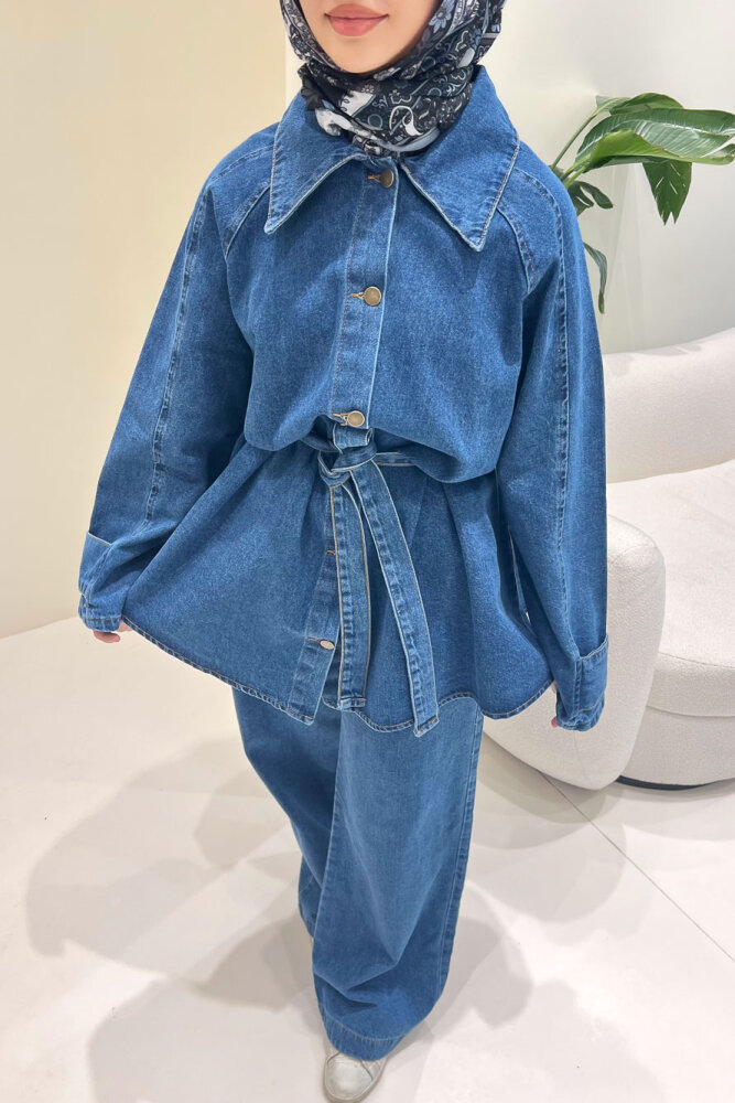 Vesto Kemerli Kot Takım - Mavi - 7