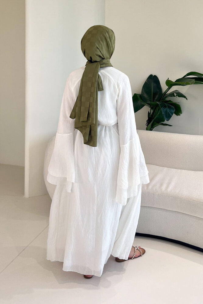 Victoria İspanyol Kol Tül Elbise - Ekru - 8