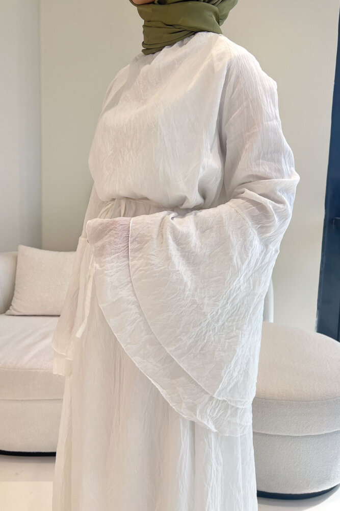 Victoria İspanyol Kol Tül Elbise - Ekru - ENMA (2)