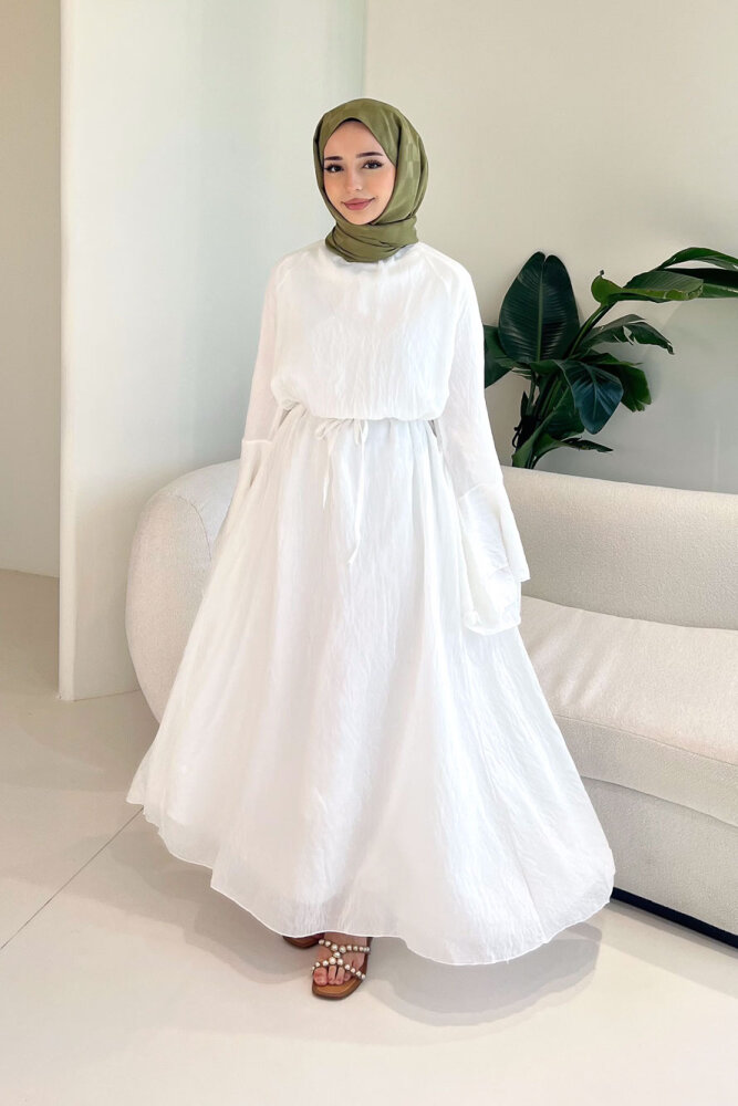 Victoria İspanyol Kol Tül Elbise - Ekru - 5